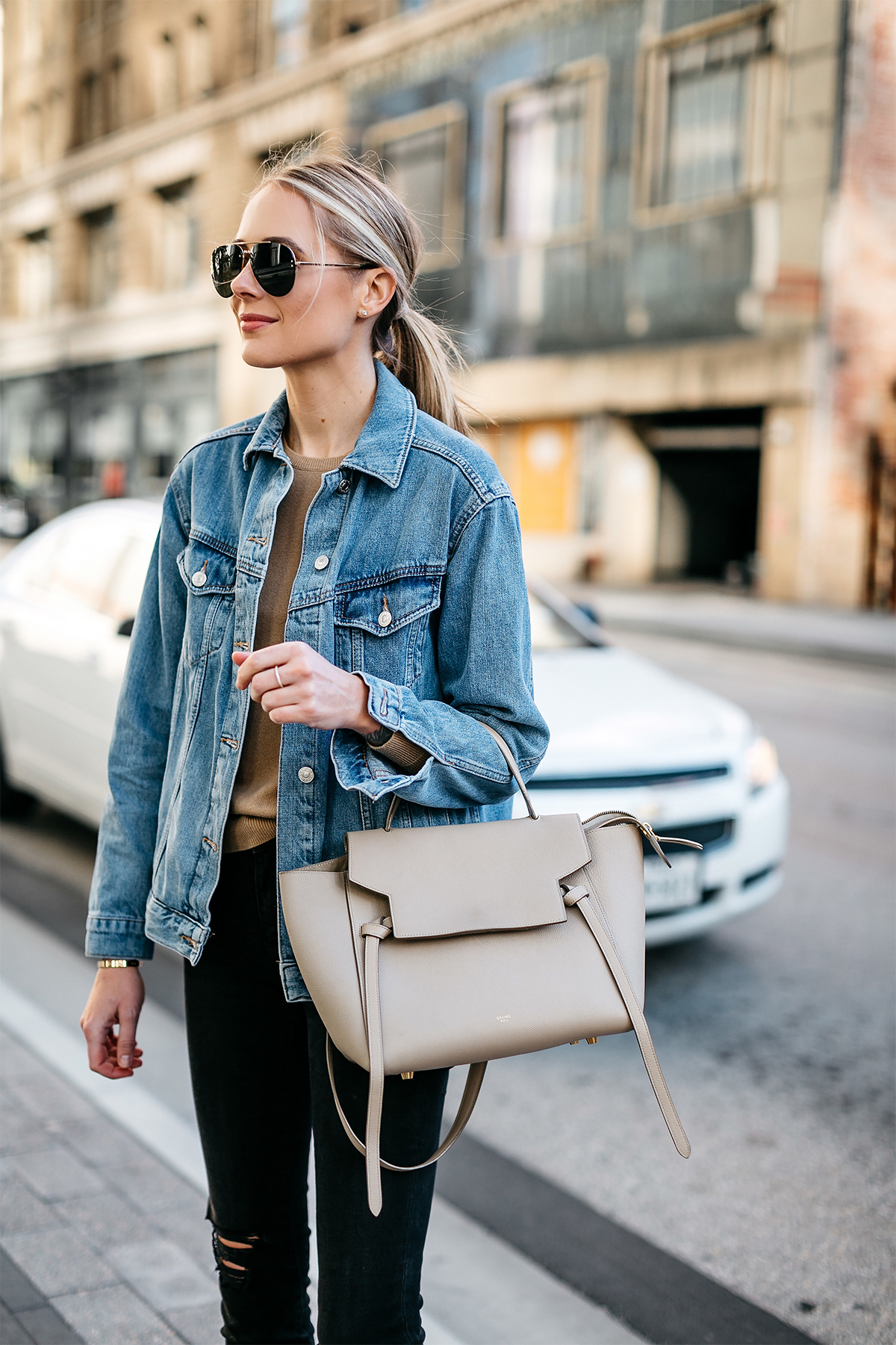 oversized jean jacket outfits