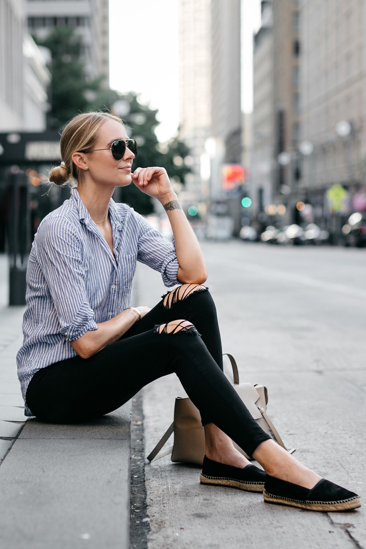 black espadrilles outfit