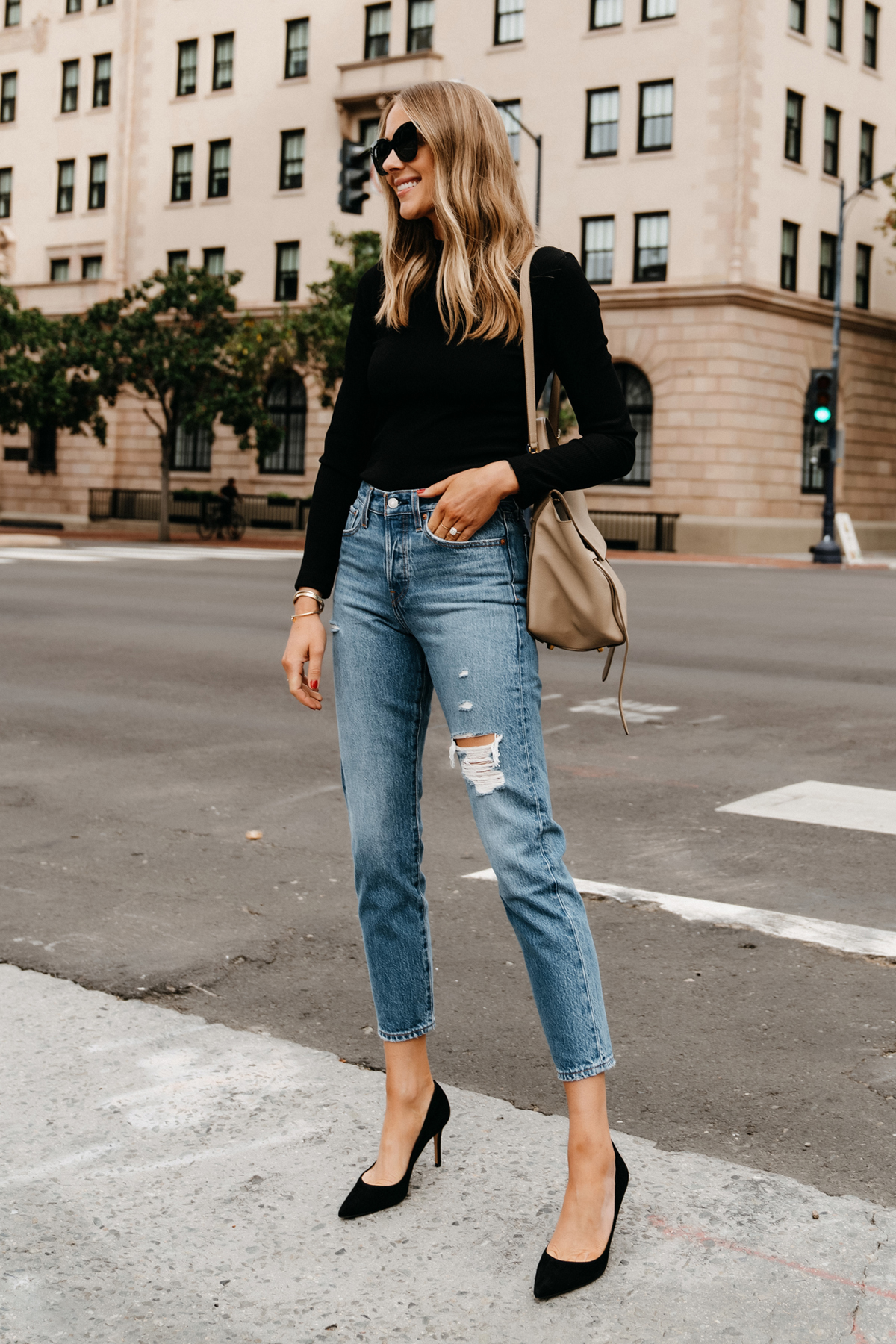 jeans and black bodysuit