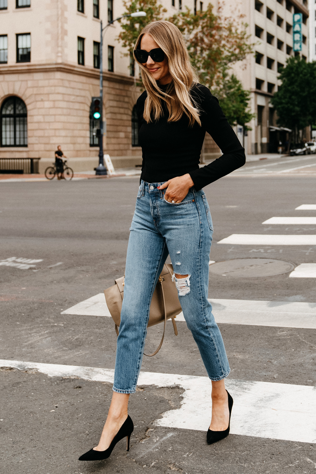 jeans and black bodysuit