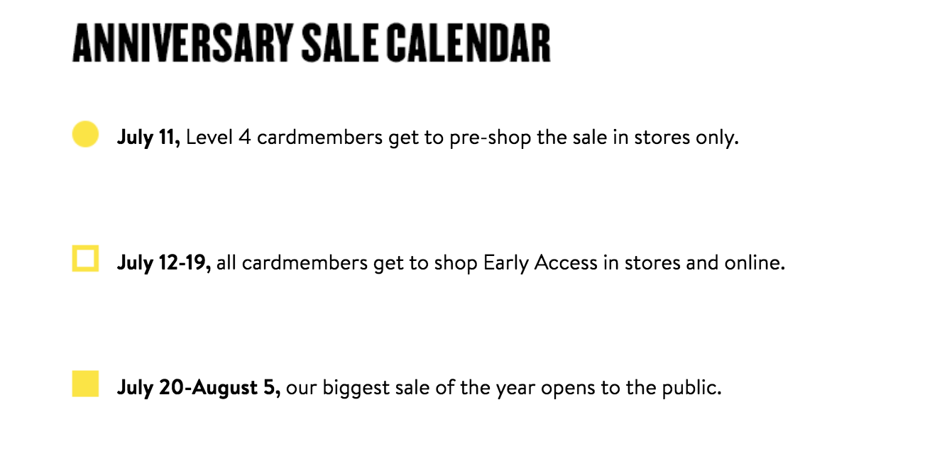 Nordstrom Anniversary Sale 2018 Dates