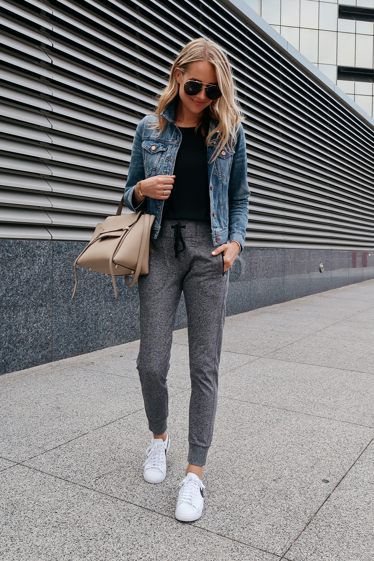 outfits with gray joggers