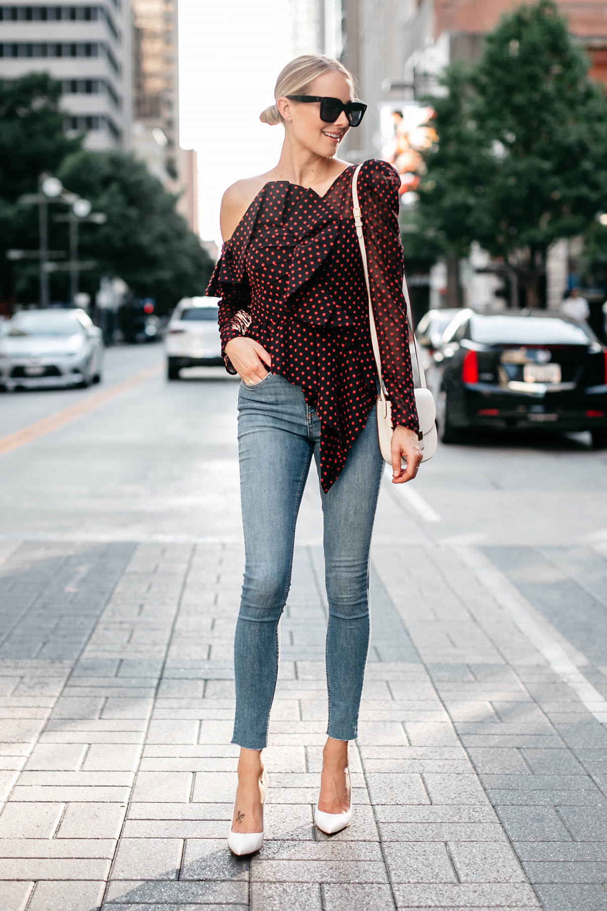 aspoonfulofstyle, blogger, tank top, top, jeans, shoes, high heel pumps,  fall outfits, louis vuitton bag, camisole - Wheretoget