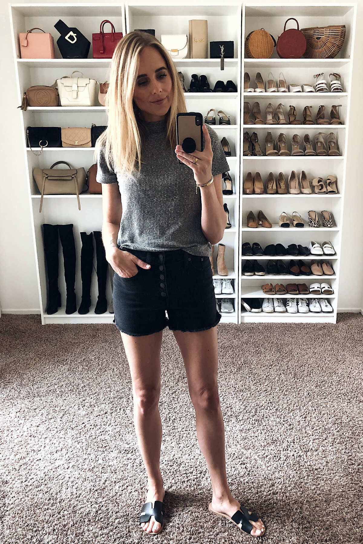 madewell black denim shorts