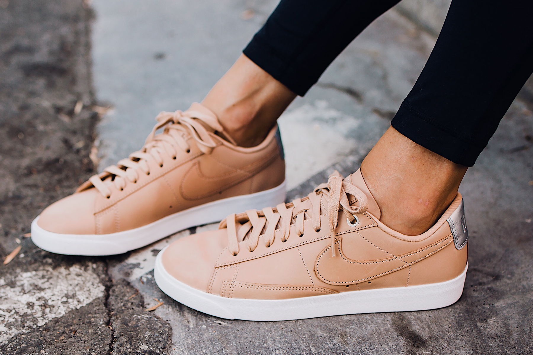 Woman Wearing Nordstrom Nike Blazer Low Top Sneaker Beige Fashion Jackson San Diego Fashion Blogger Street Style