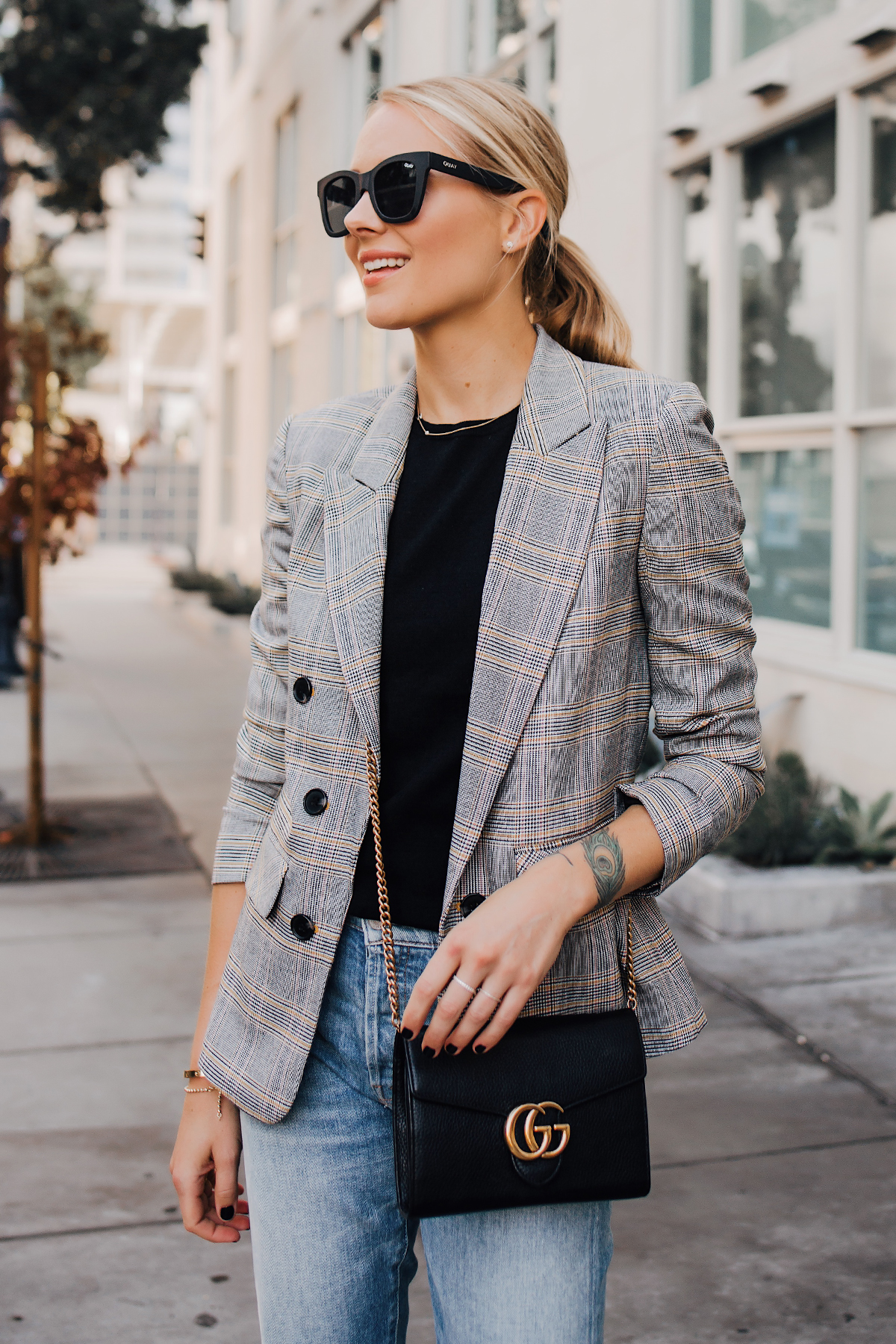 plaid blazer womens outfit