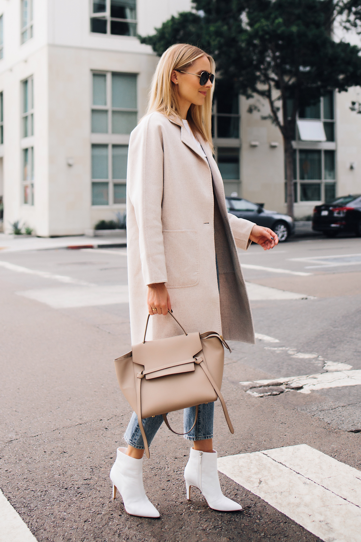 low heel white booties