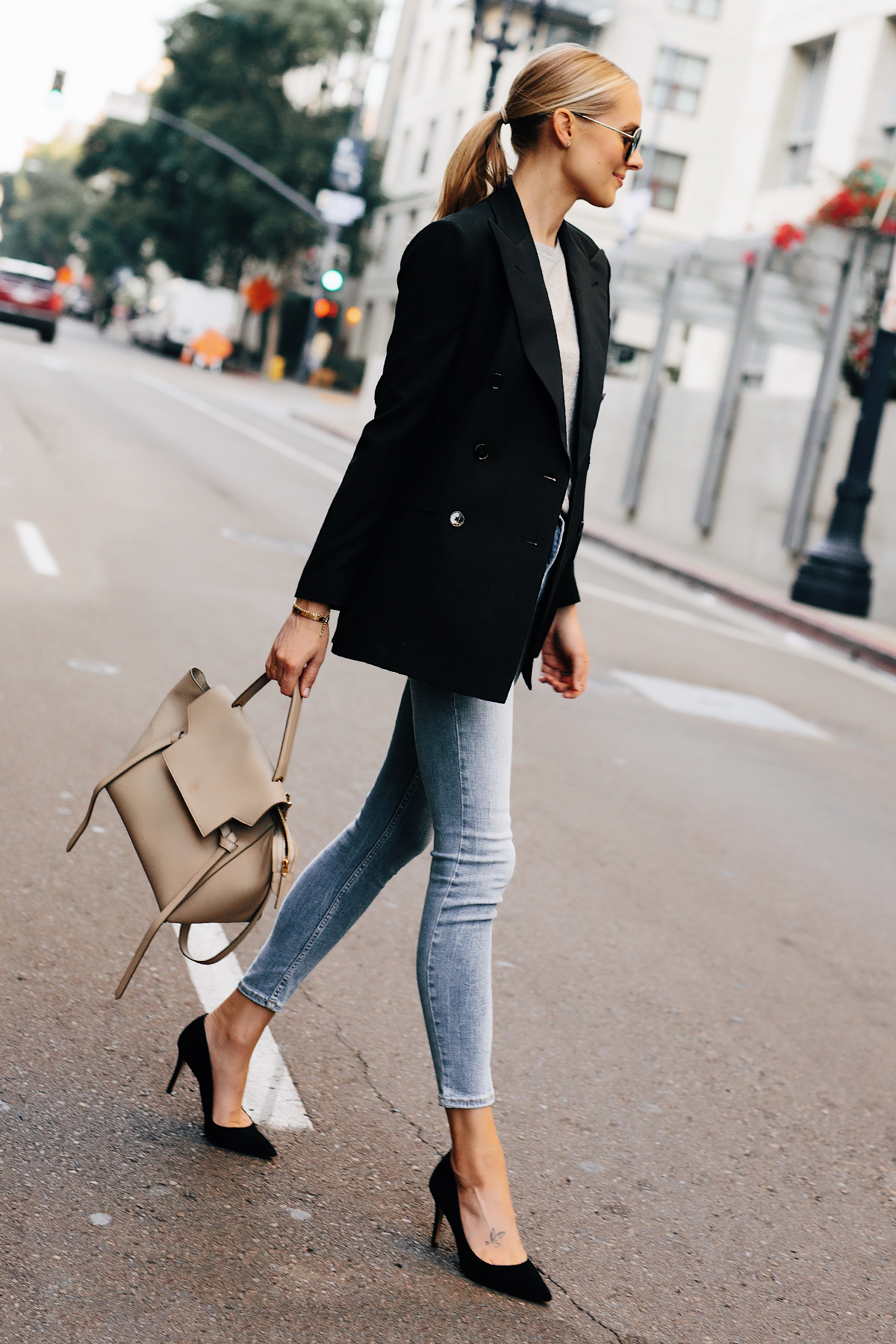 jeans heels blazer