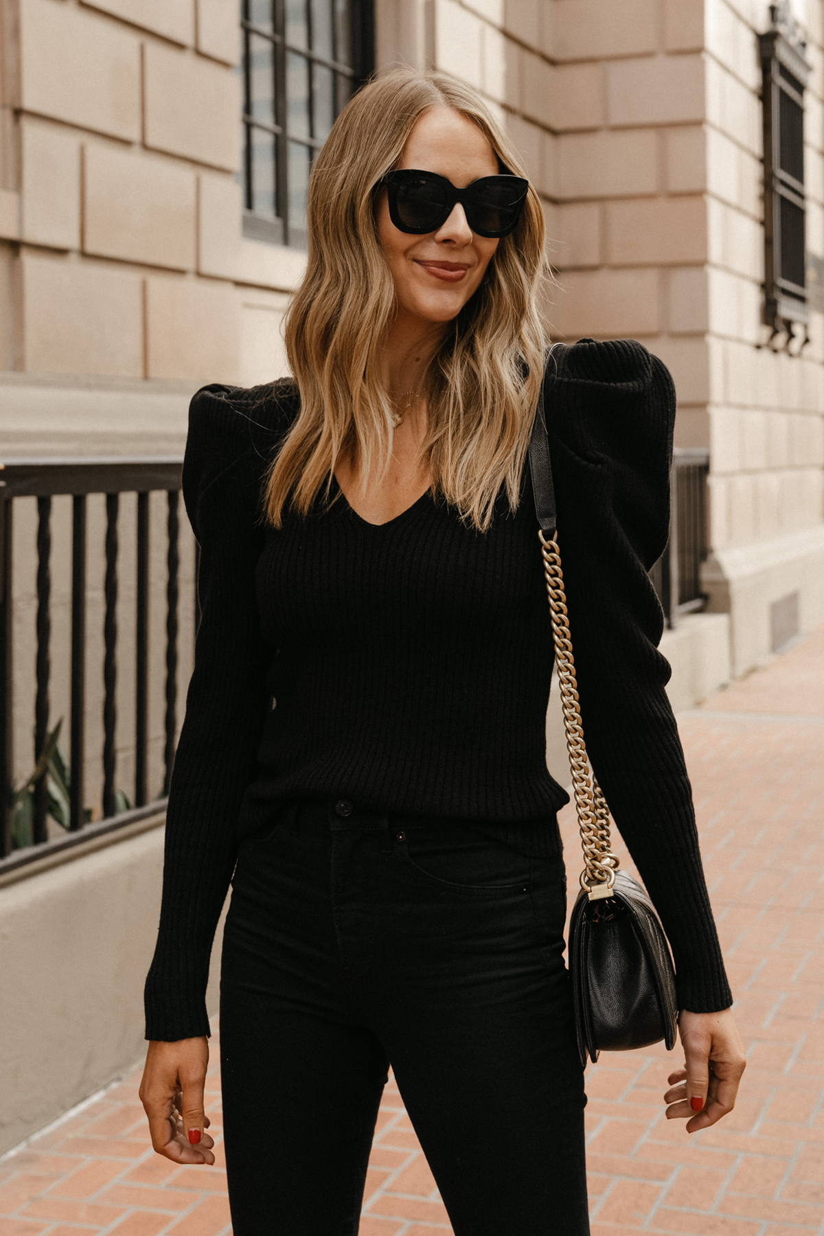 Forever Festive Black Puff Sleeve Turtleneck Sweater Top