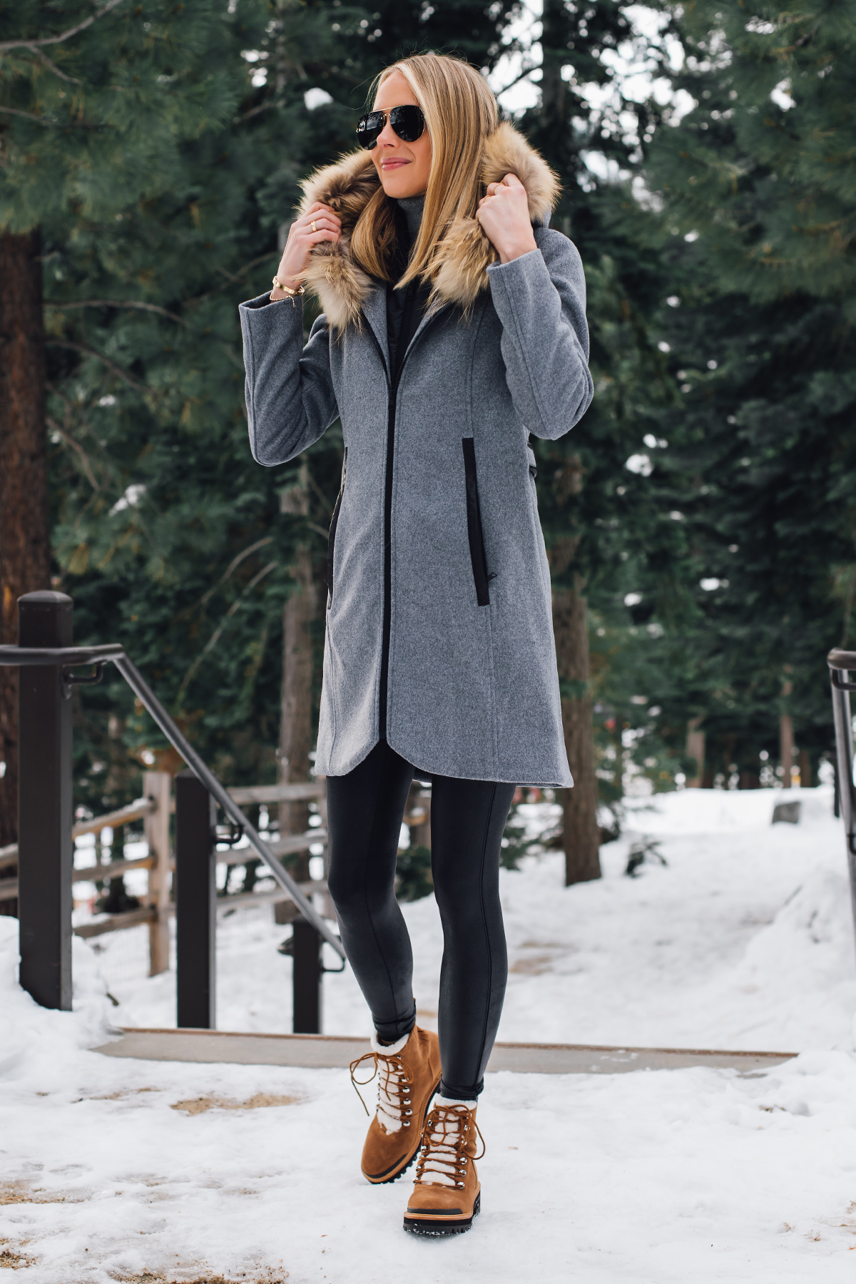 Snow Day in the Woods: Fringe Coat with Faux Leather Leggings & Sherpa  Boots - Meagan's Moda