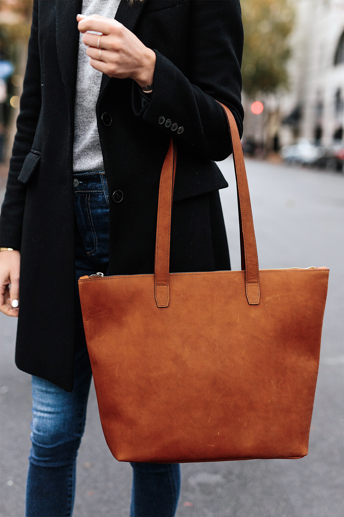 Weekend Traveler Black and Cognac Tote Bag