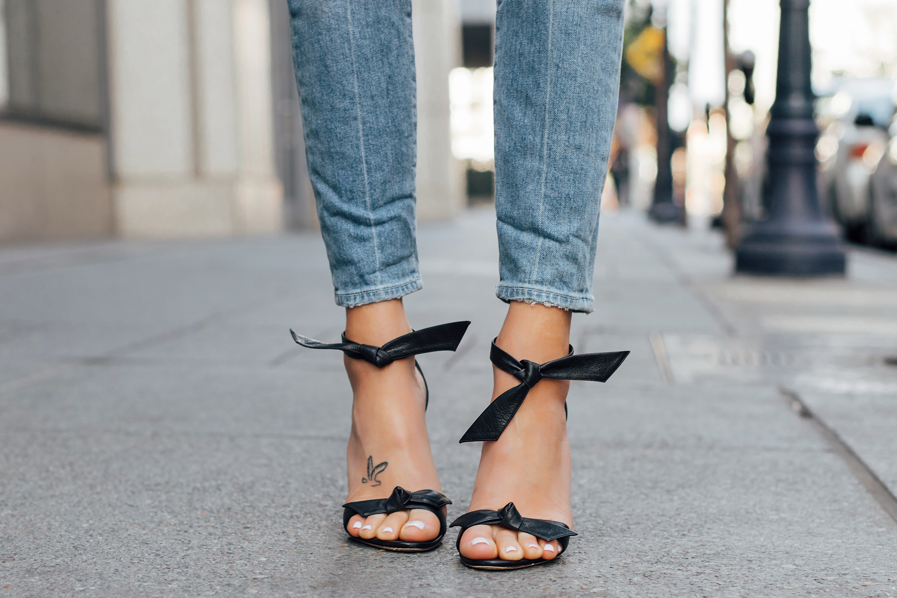 Woman wearing Alexandre Birman Black Clarita Ankle Tie Sandals Fashion Jackson San Diego Fashion Blogger Street Style