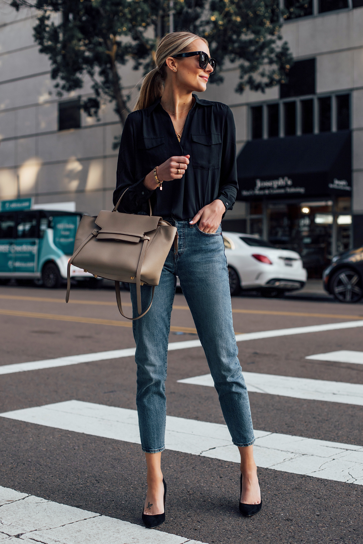 taupe and black outfits