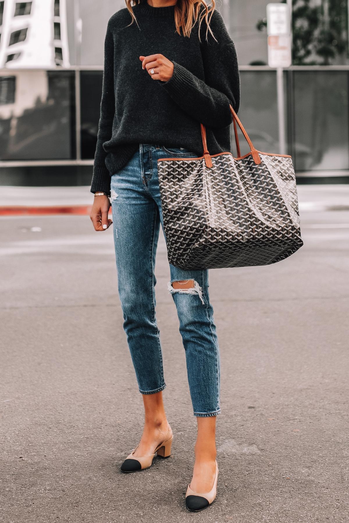 goyard leather tote