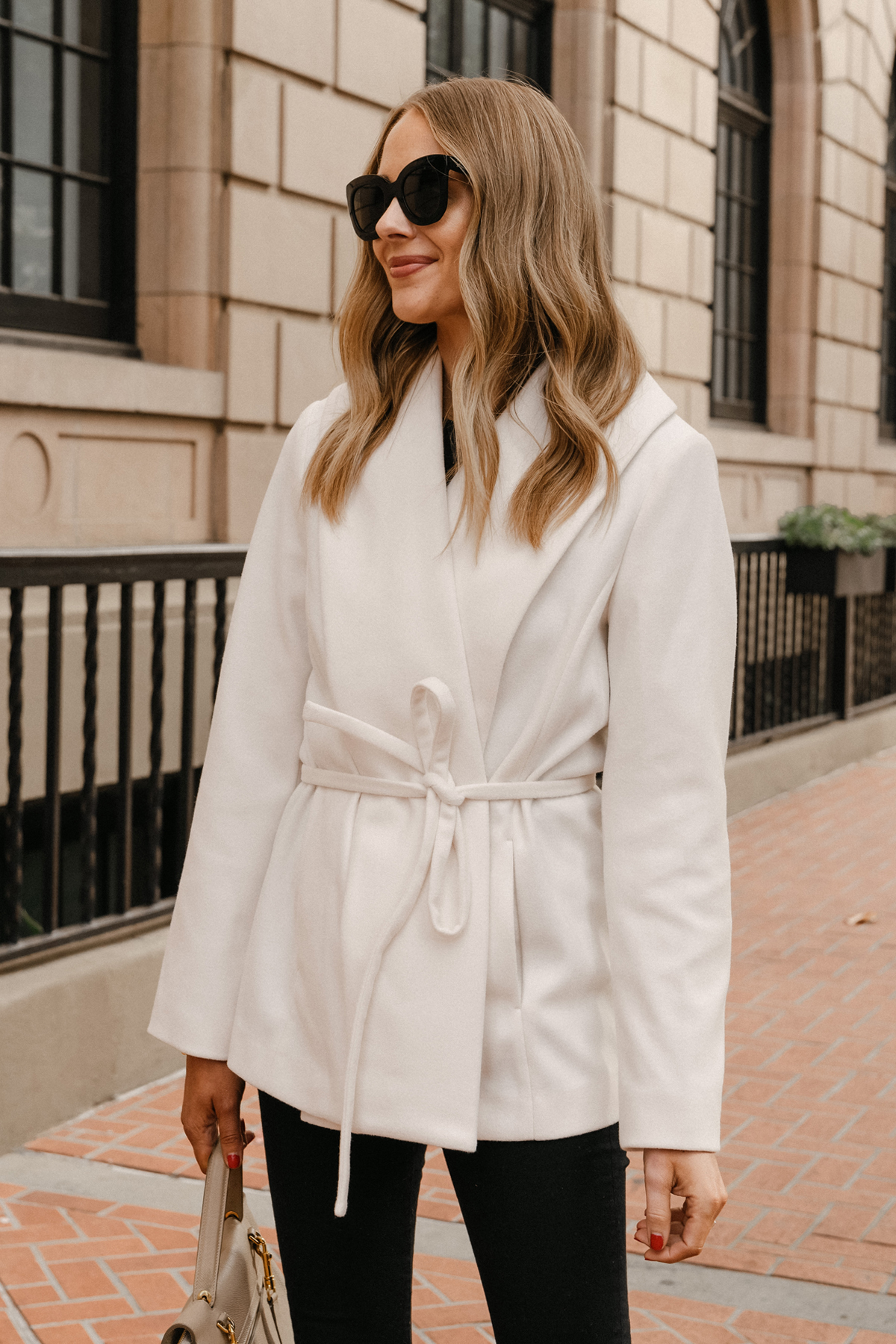 Winter white cheap wrap coat