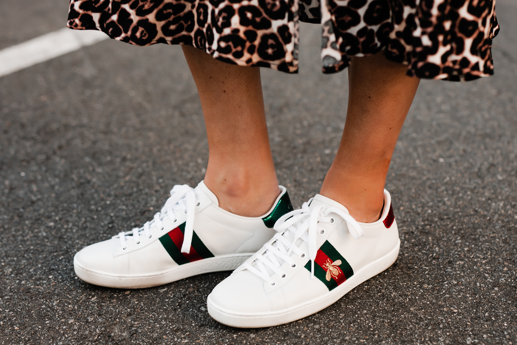 Woman Wearing Gucci Ace Embroidered Sneakers Fashion Jackson San Diego Fashion Blogger Street Style