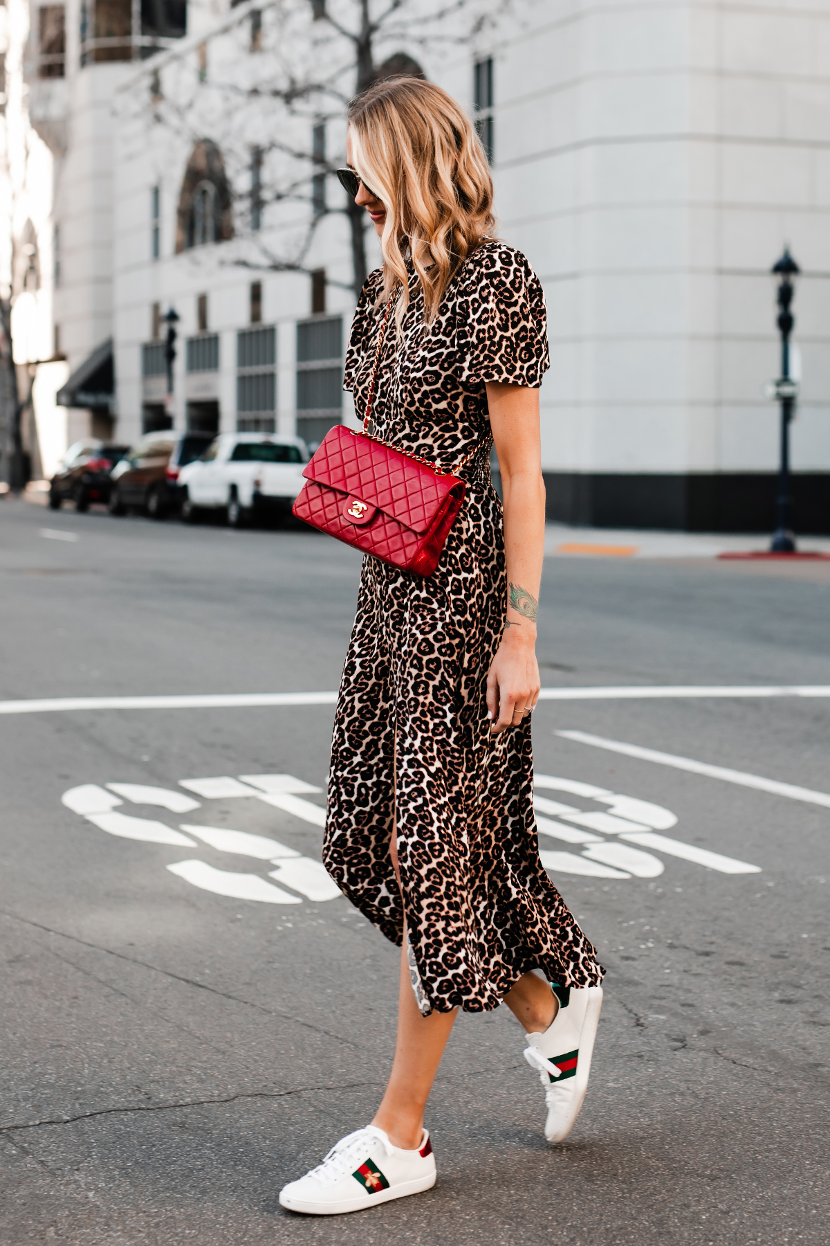 Leopard dress cheap with sneakers