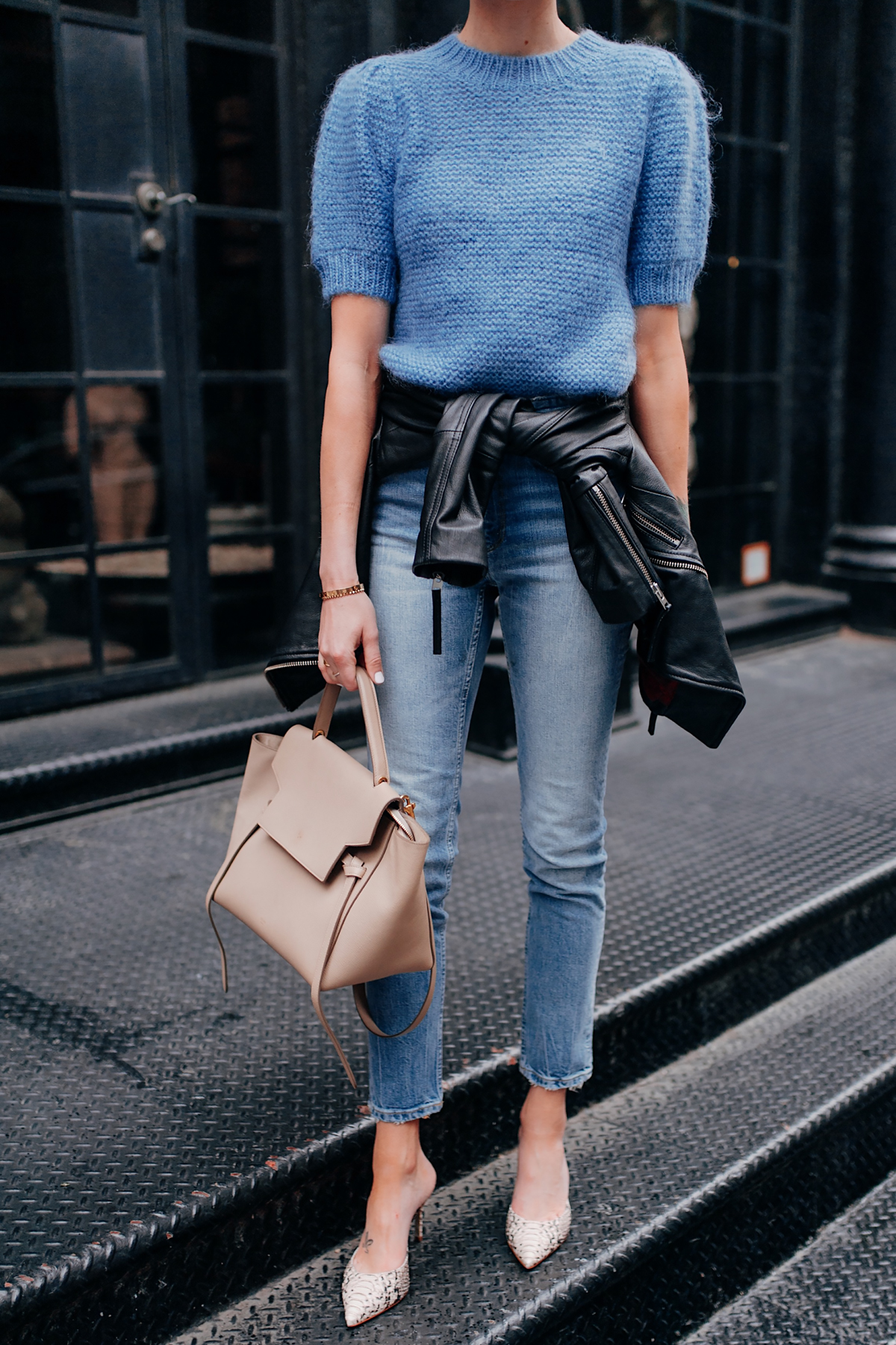 Blue shop sweater style