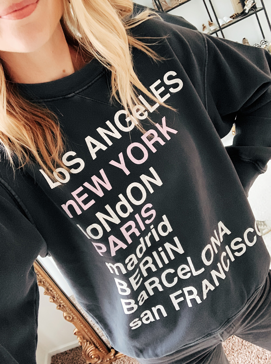 Fashion Jackson Wearing Anine Bing City Love Sweatshirt