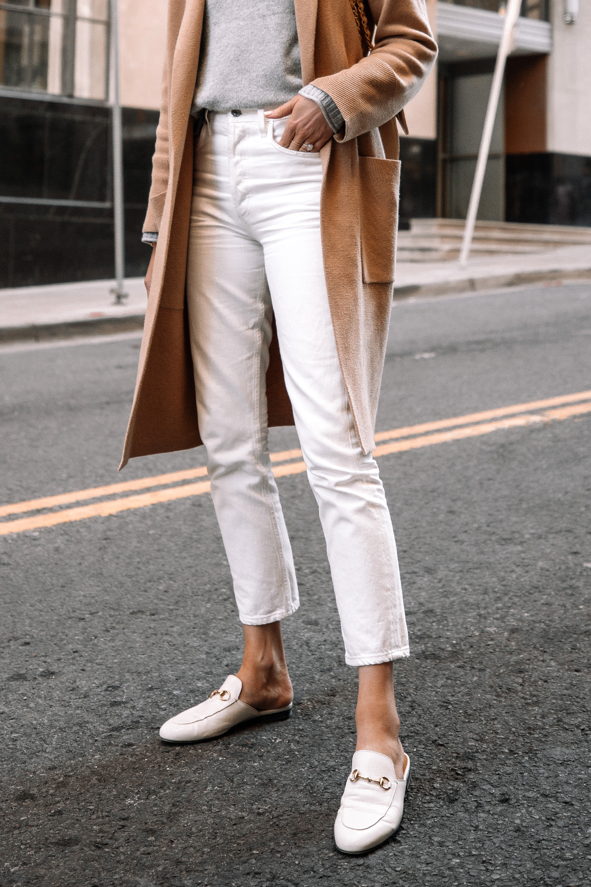 A Stylish Way to Wear White Gucci Princetown Mules - Fashion Jackson