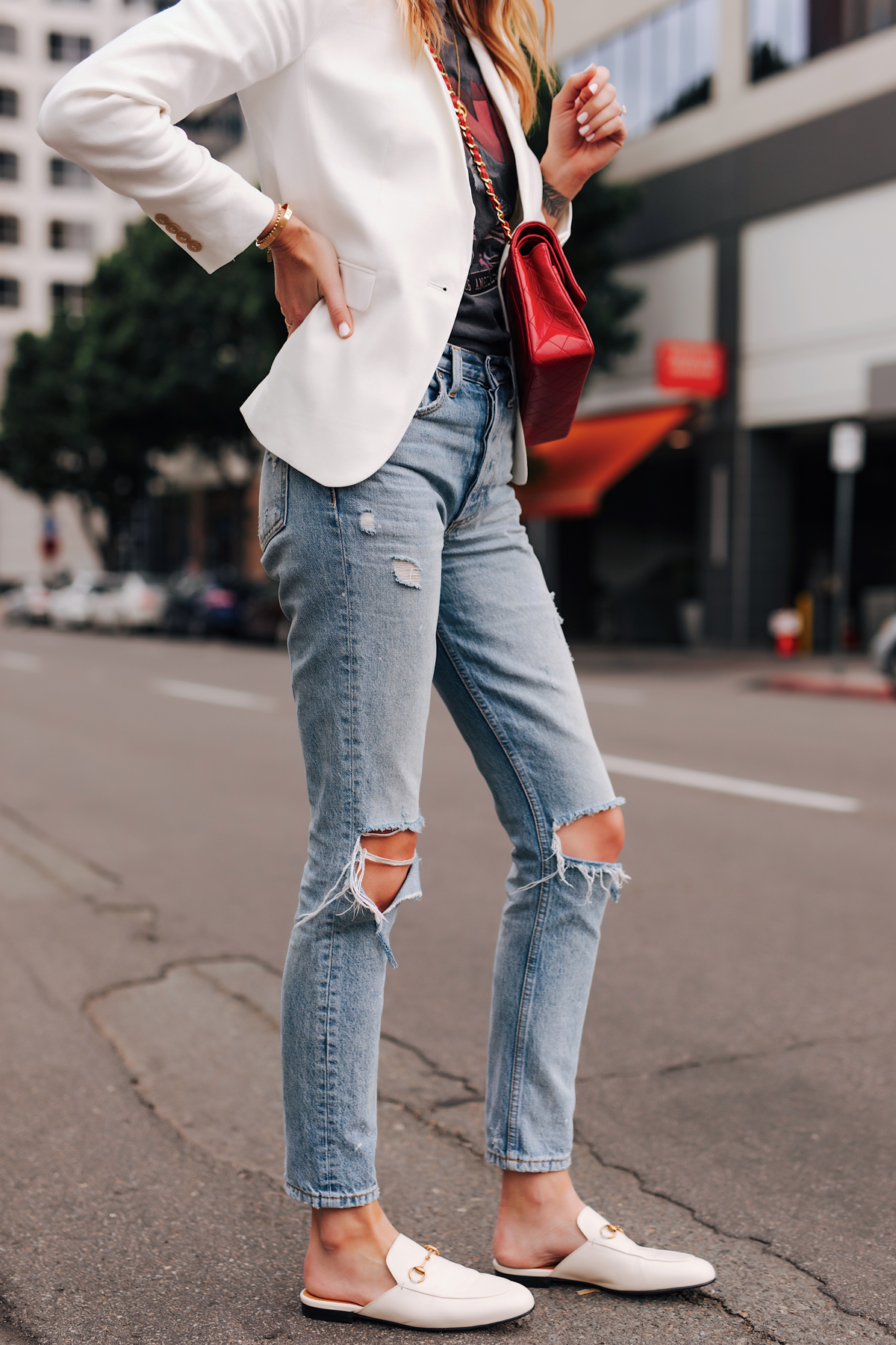 A Stylish Way to Wear White Gucci Princetown Mules | Fashion Jackson