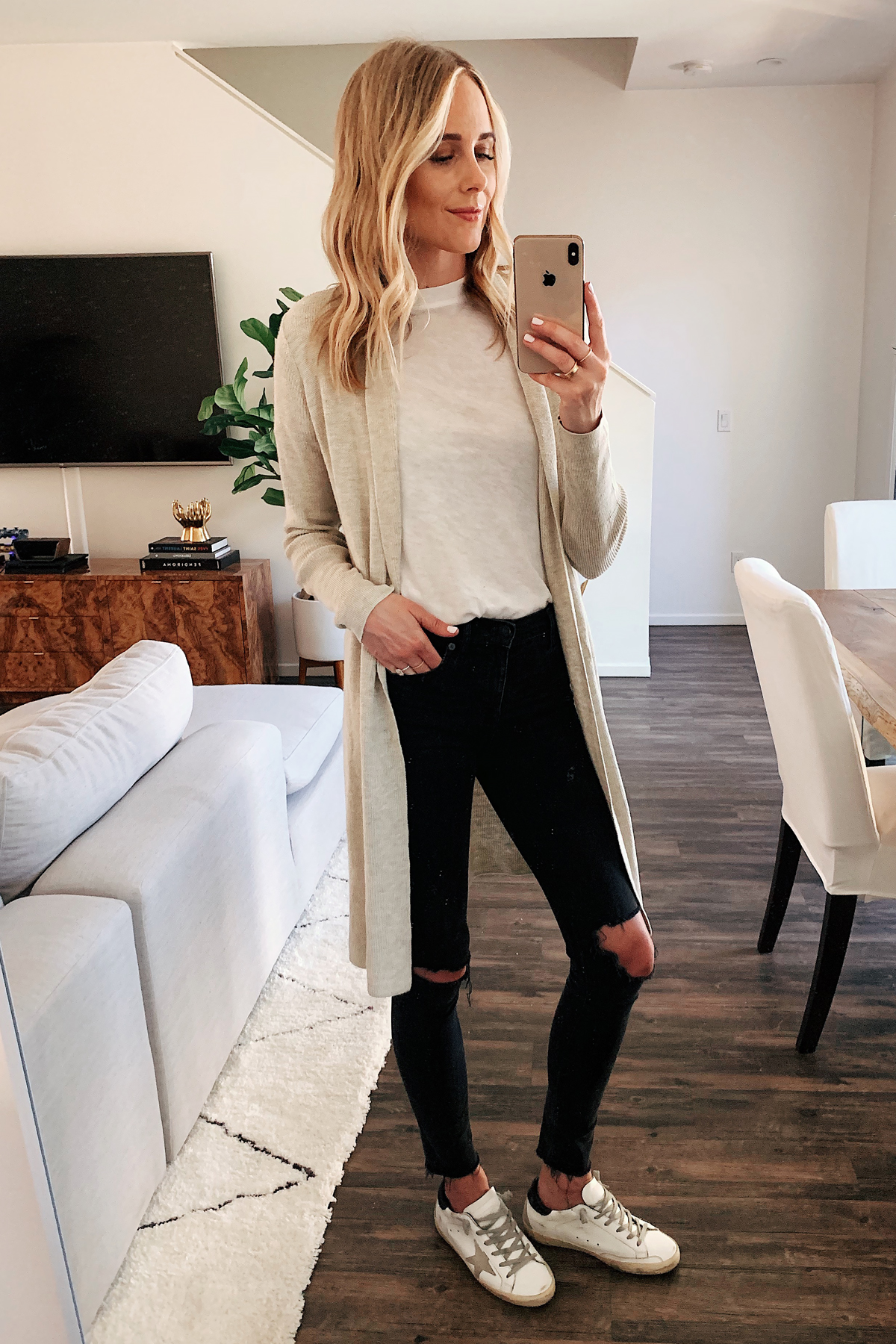 Nordstrom Anniversary Sale Styled Outfit: Beige Cardigan with Lace