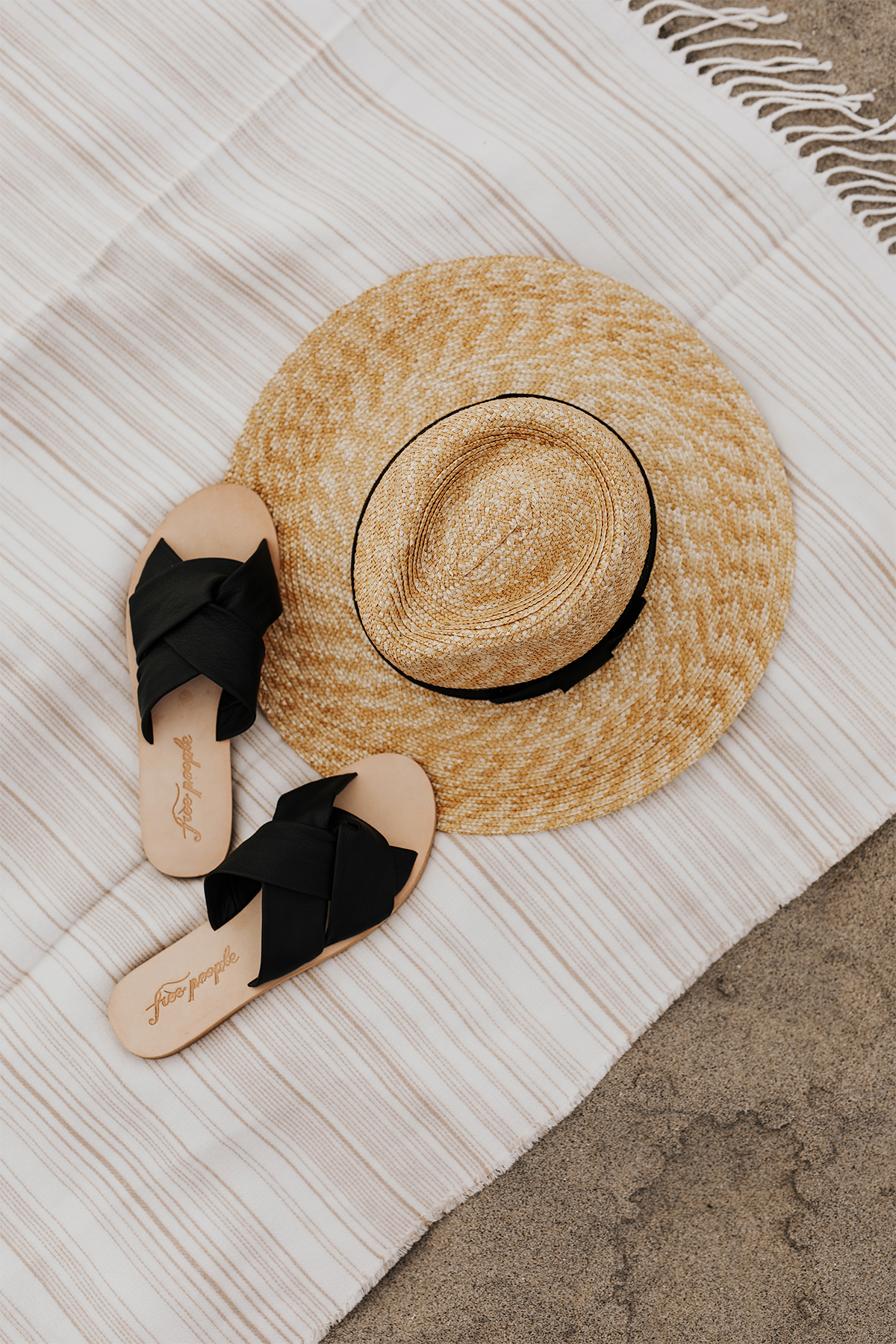 Brixton Straw Hat Free People Black Sandals Beach Blanket