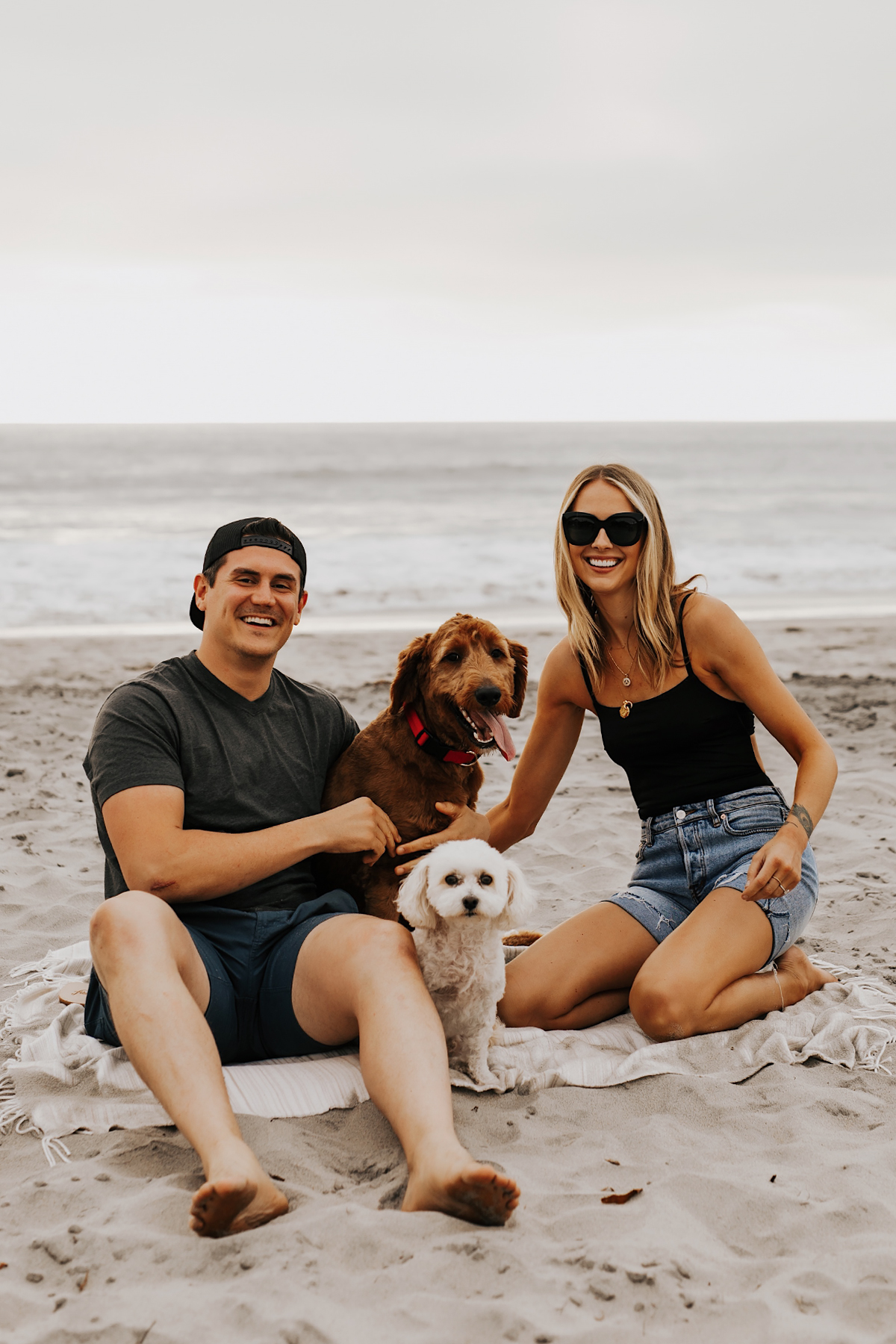 Fashion Jackson at San Diego Dog Beach with fiance Will and Dogs Wearing Summer Beach Outfits