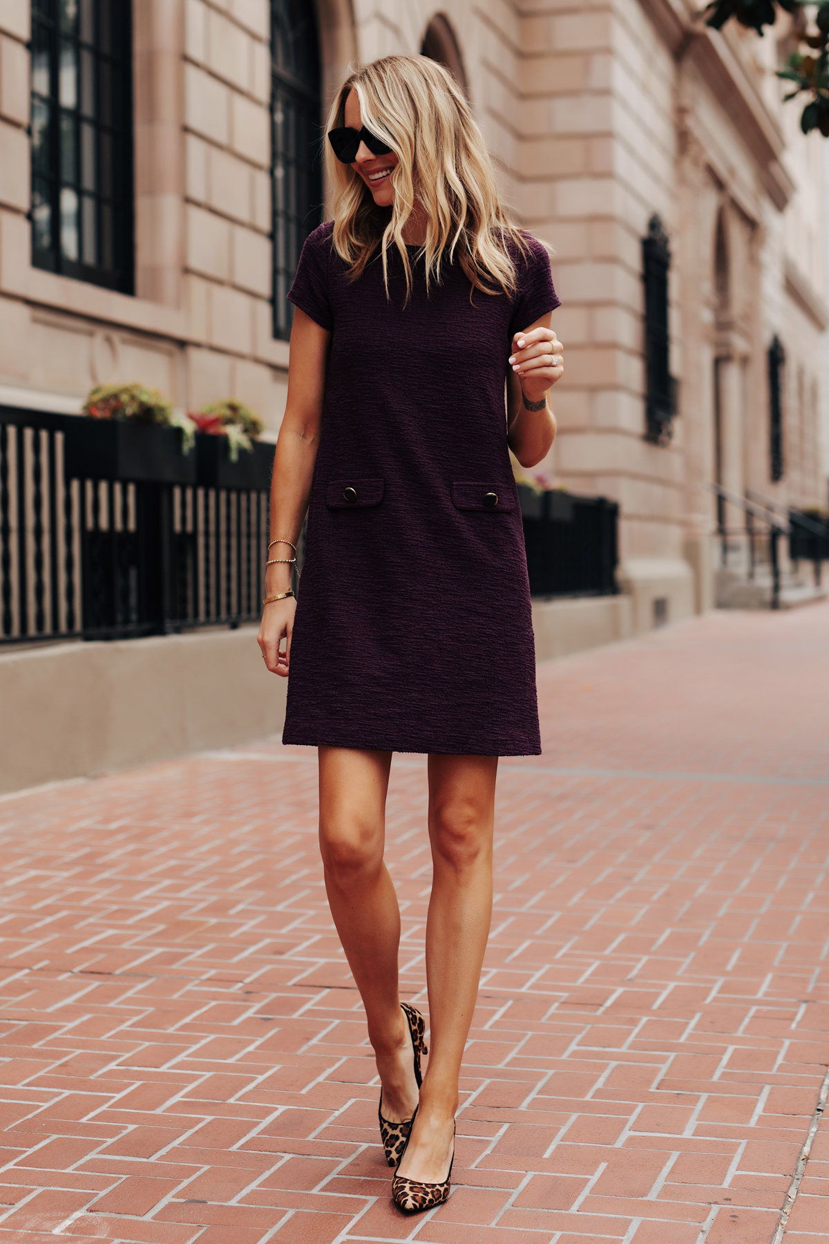 black dress with leopard shoes