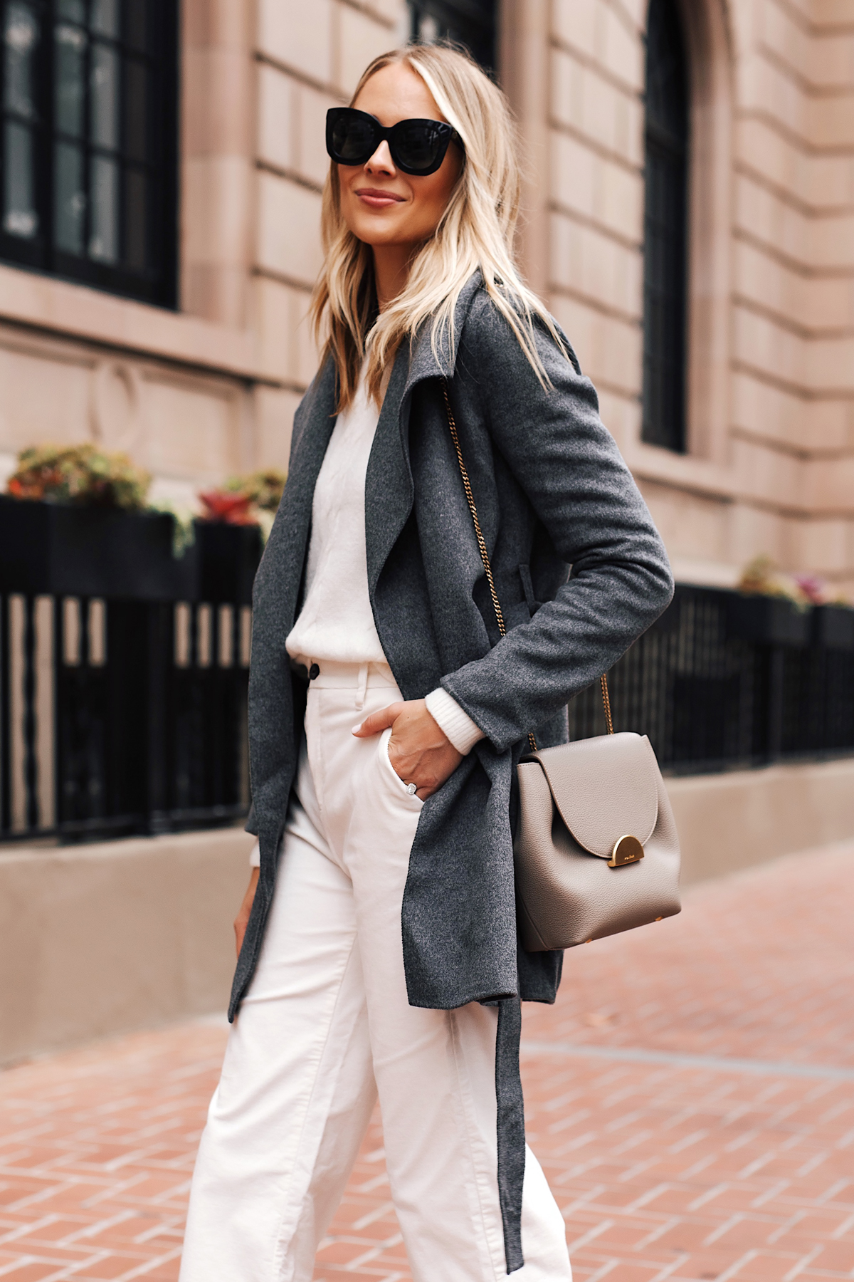 winter white pants and sweater