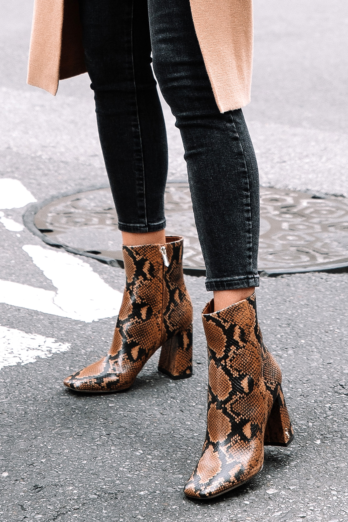 Two tone snakeskin clearance booties