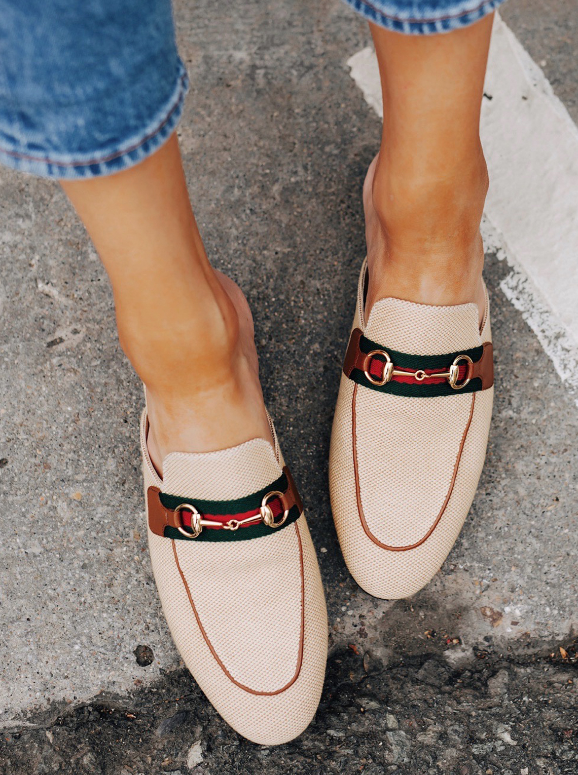 Gucci Princetown Canvas Mules
