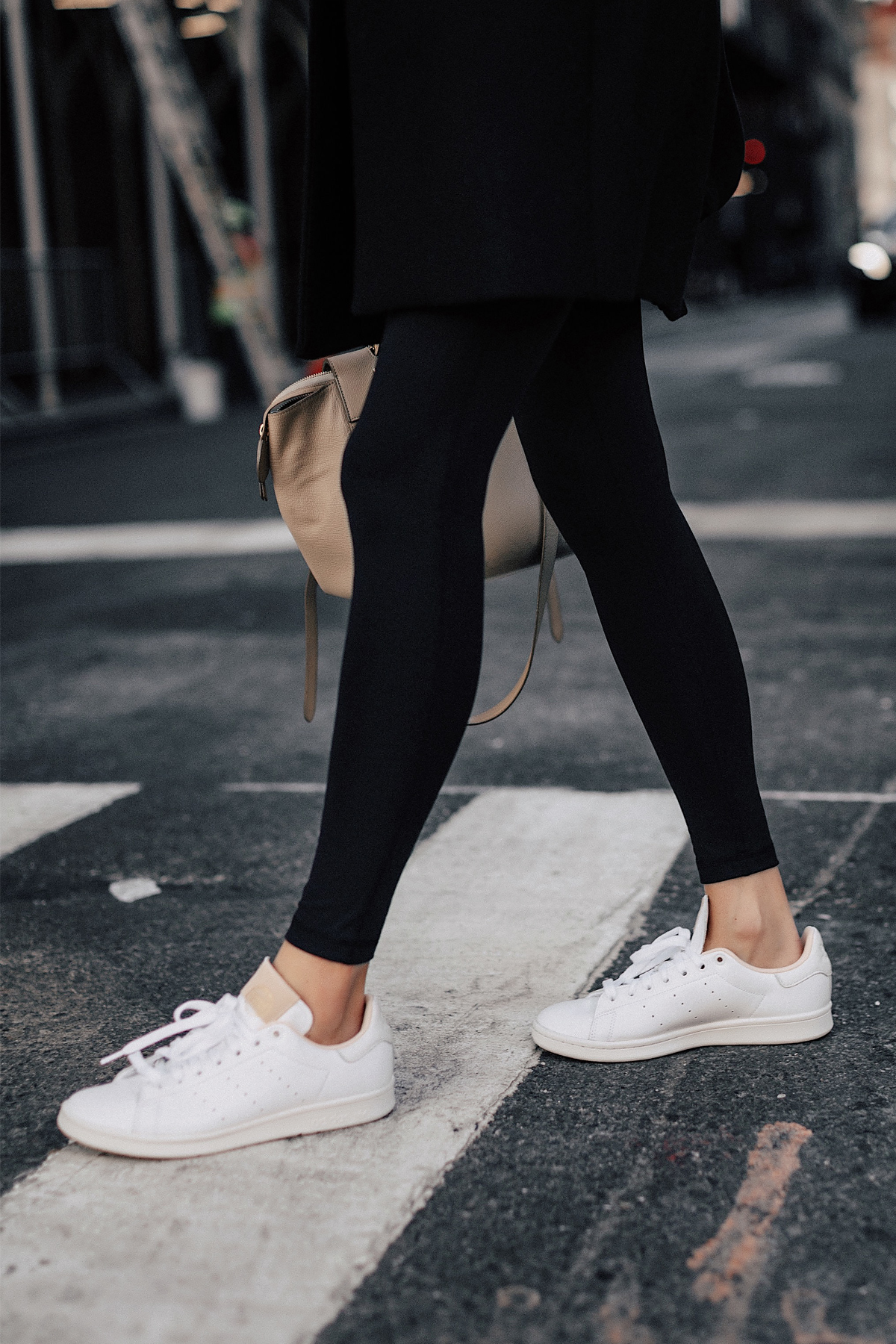 white adidas sneakers outfit