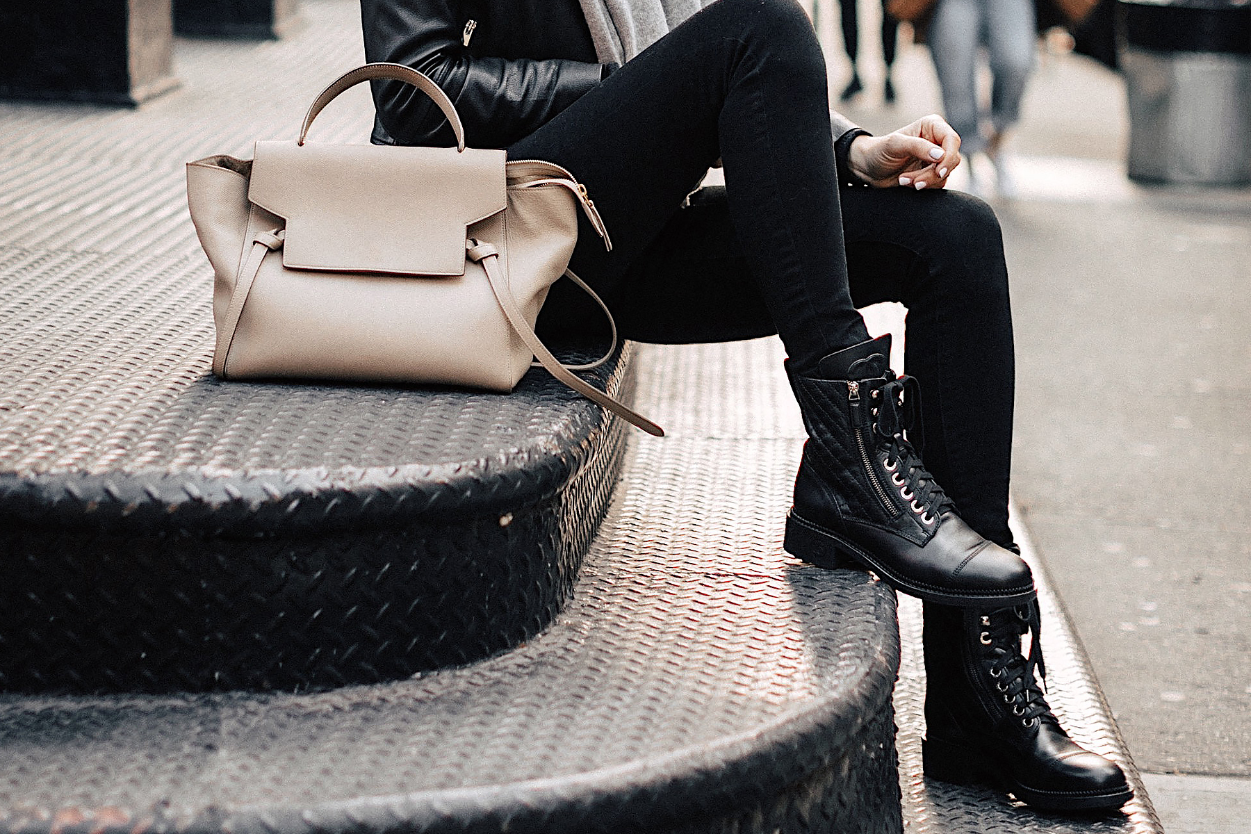 chanel black combat boots