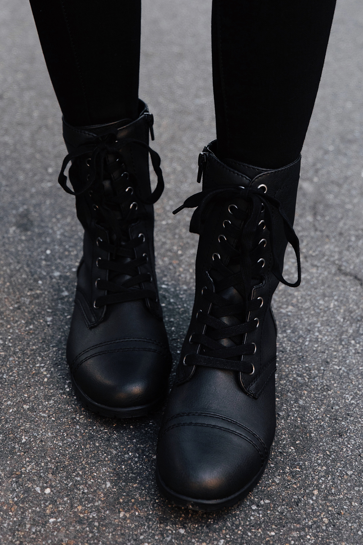 black combat style boots