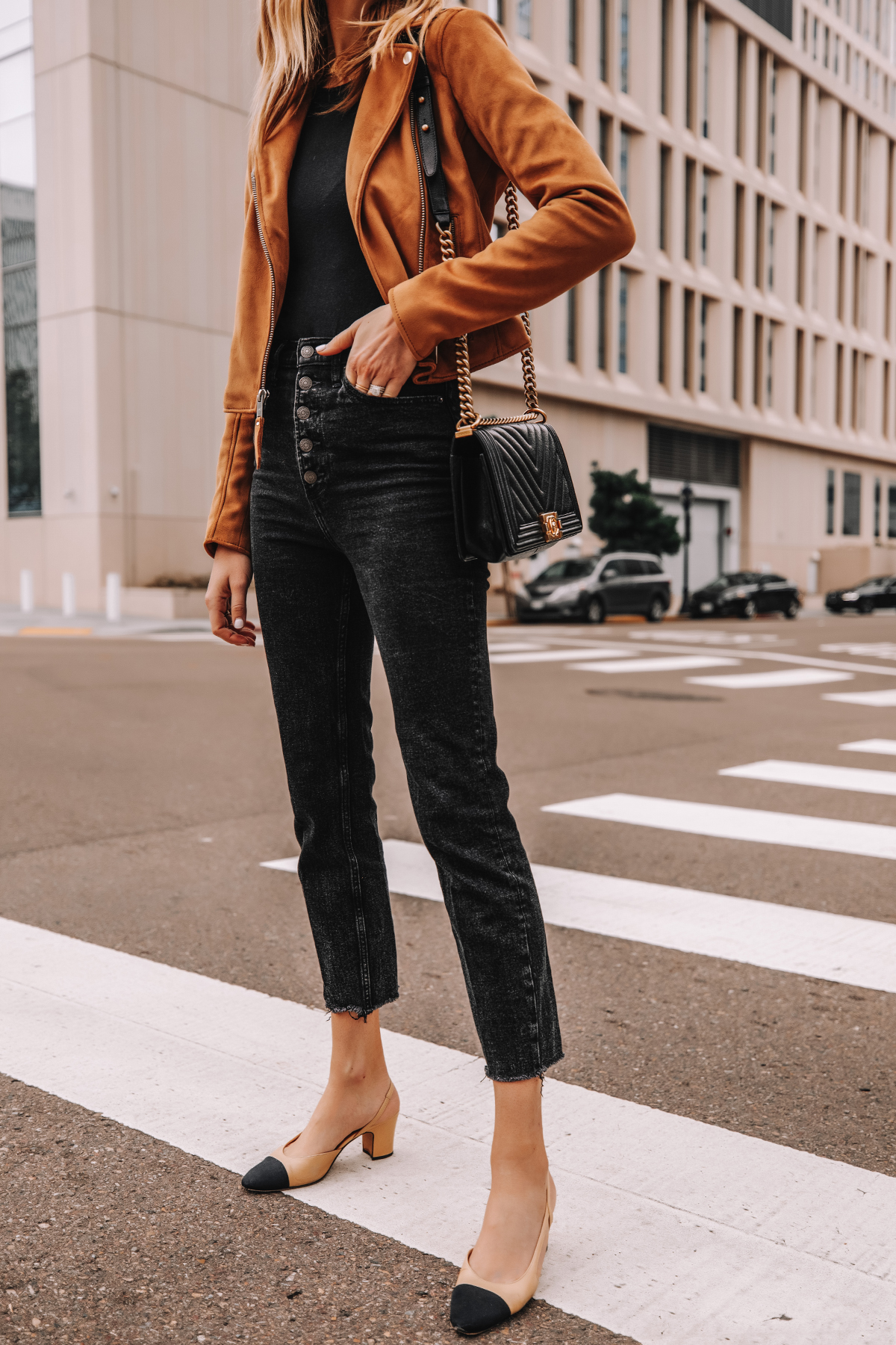 How to style a (faux) leather moto jacket + 14 outfit ideas