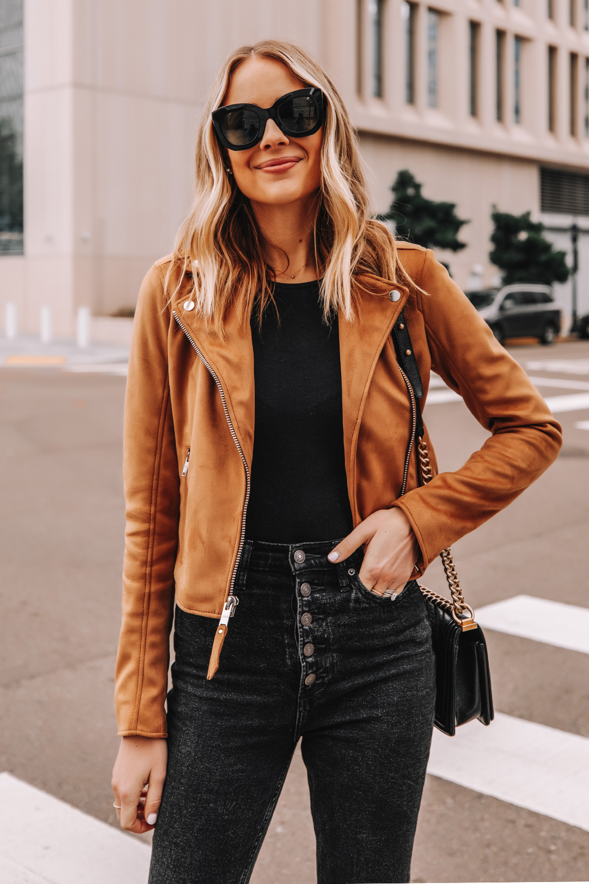 How to Style: Brown Suede Moto Jacket