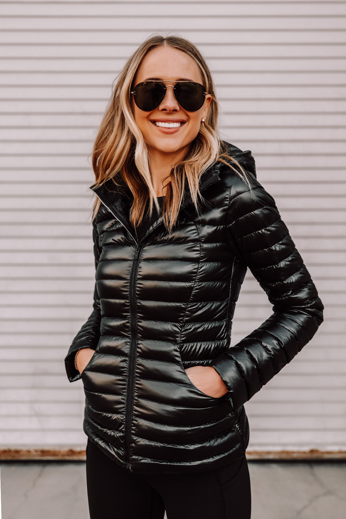 Fashion Jackson Wearing lululemon Pack it Down Shine Jacket in Black  lululemon Speed Up Leggings 4