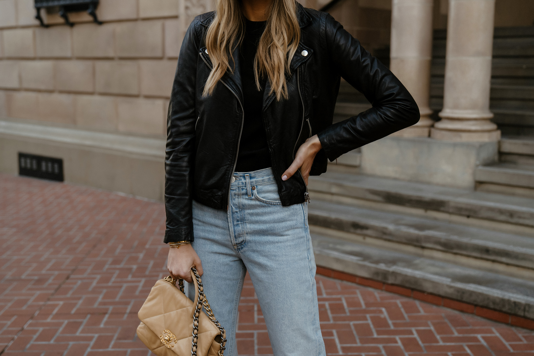 A Sophisticated Business Casual Outfit With My Favorite Black Leather Jacket  - Fashion Jackson