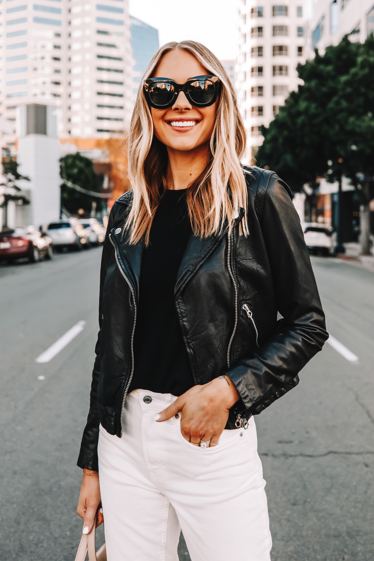 A Sophisticated Business Casual Outfit With My Favorite Black Leather Jacket  - Fashion Jackson