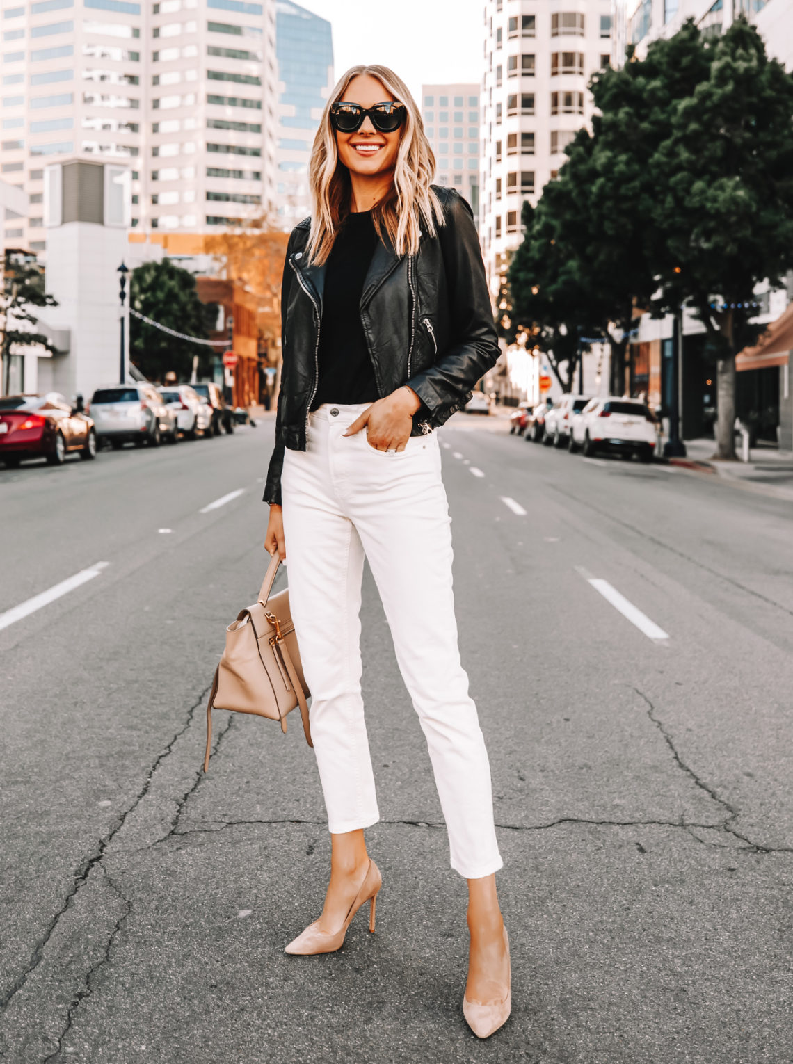 white and denim outfits for ladies