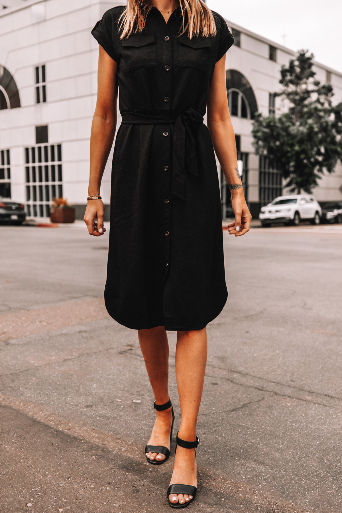 Black dress hot sale work outfit