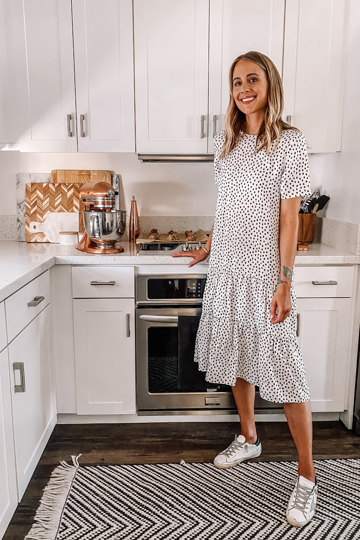 Fashion Jackson Wearing Amazon Drop Black and White Polka Dot Dress Golden Goose Sneakers KitchenAid Copper Mixer Vegan Chocolate Chip Cookies Recipe 1