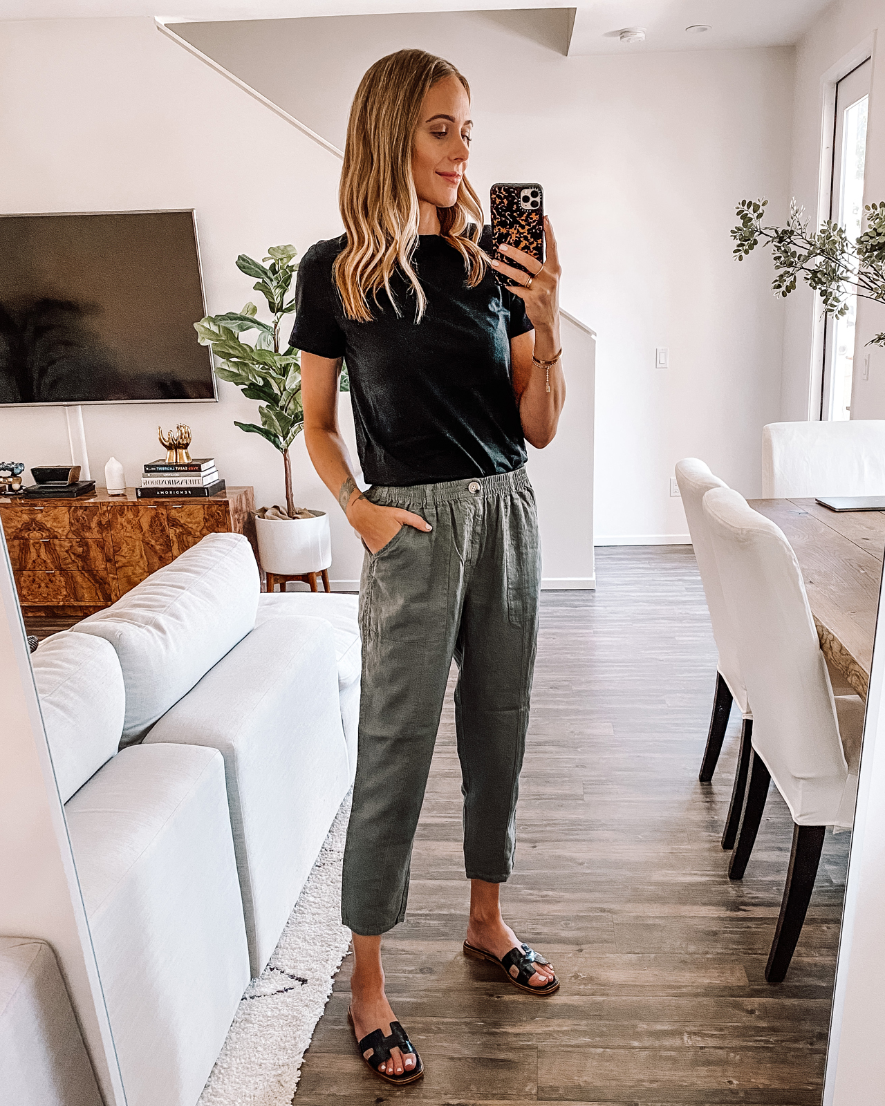 Gray linen clearance pants