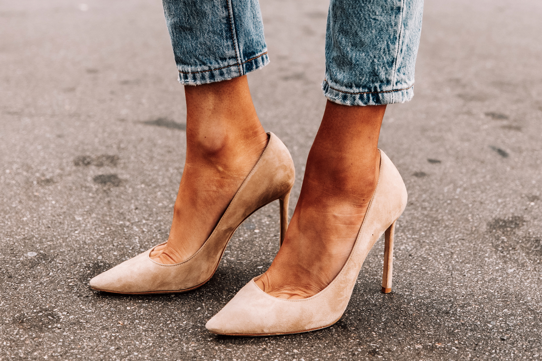 Fashion Jackson Wearing Jimmy Choo Romy Nude Pumps