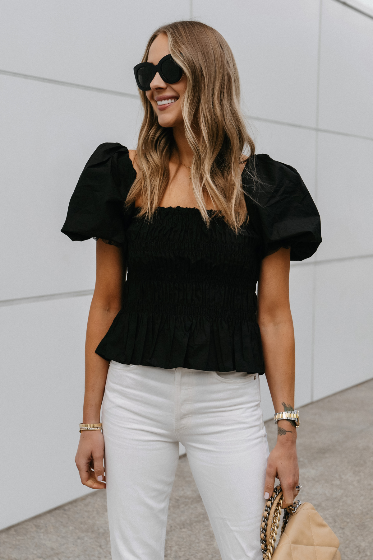 Black peplum top with hot sale sleeves