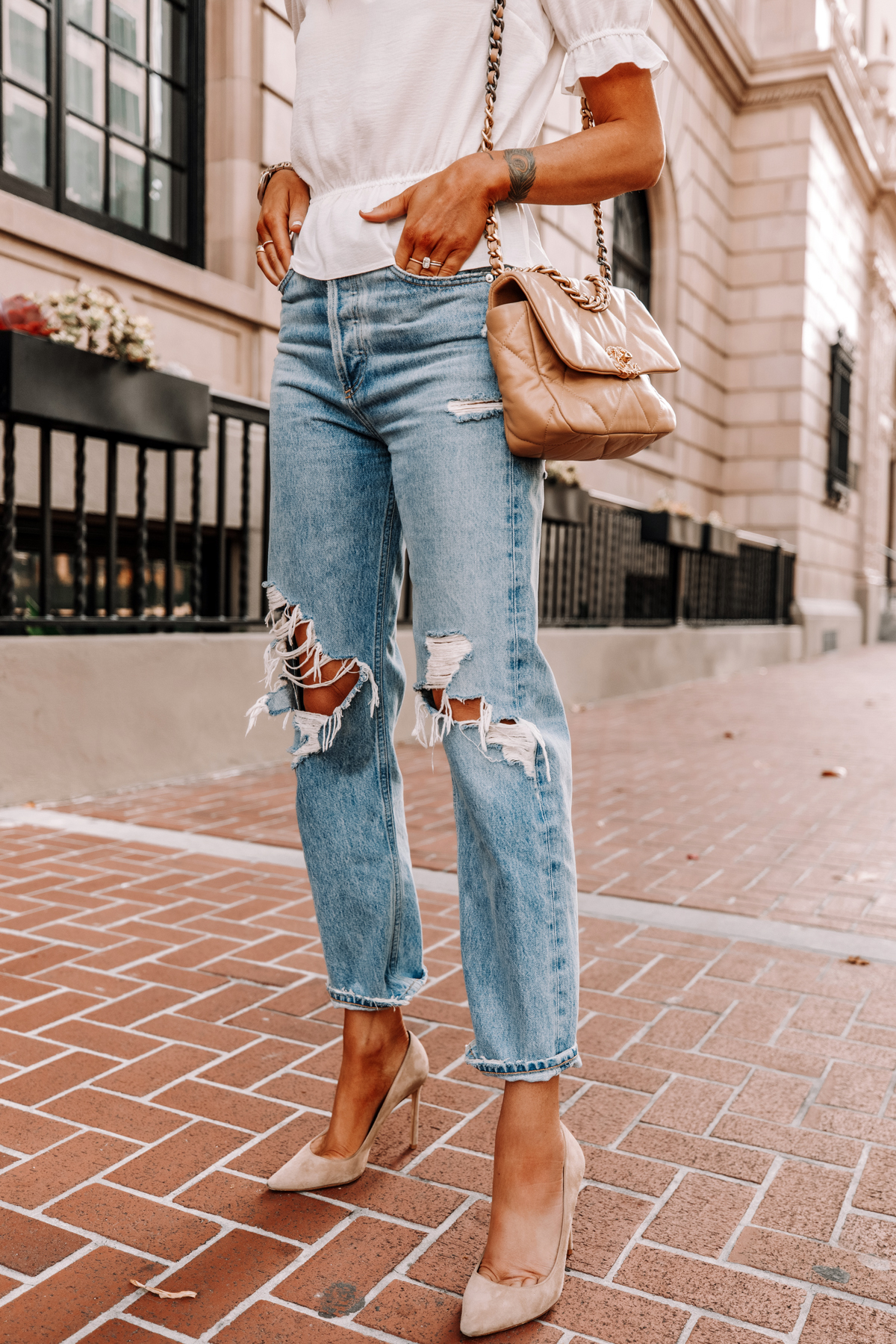 jeans and peplum top