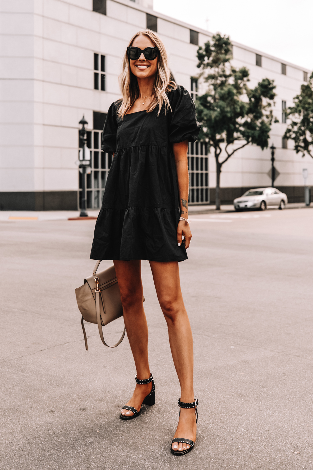 Black dress with sandals best sale