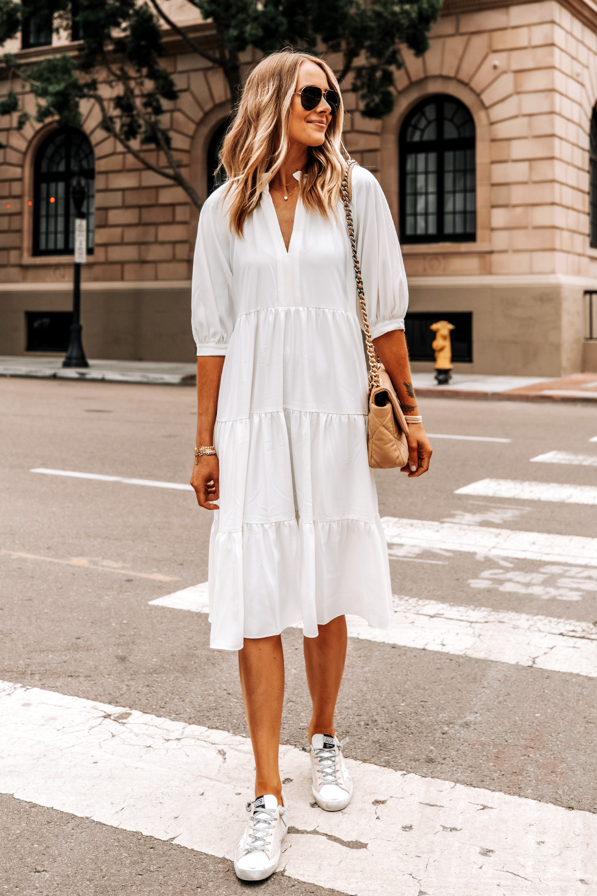 my-favorite-summer-outfit-breezy-white-midi-dress-golden-goose-sneakers-fashion-jackson