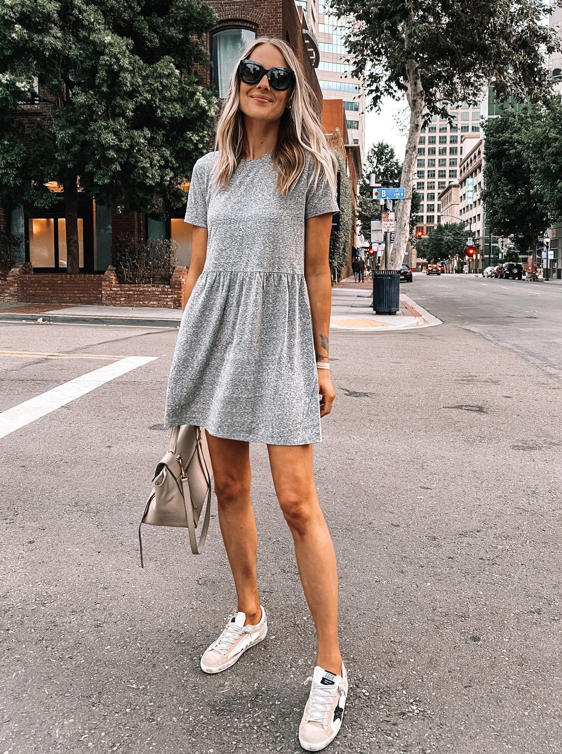 tshirt dress with sneakers